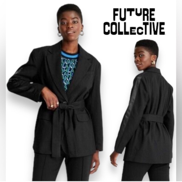 Future Collective Kahlana Barfield Brown x Target Black Tie Front Blazer Size XS - Picture 4 of 4